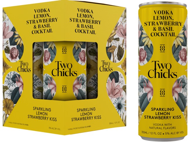 Two Chicks Sparkling Lemon, Strawberry & Basil 4pk